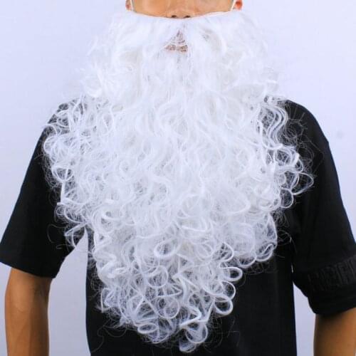 Christmas Curly White Santa Claus Moustache Hat Beard and Wig Costume Set for Holiday Cosplay Party Xmas