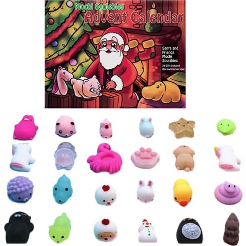 Christmas Countdown Calendar Toy Set With 24 Cute Animal Decompressed Toy Cartoon Accessories Decompression Toys Squishys #40