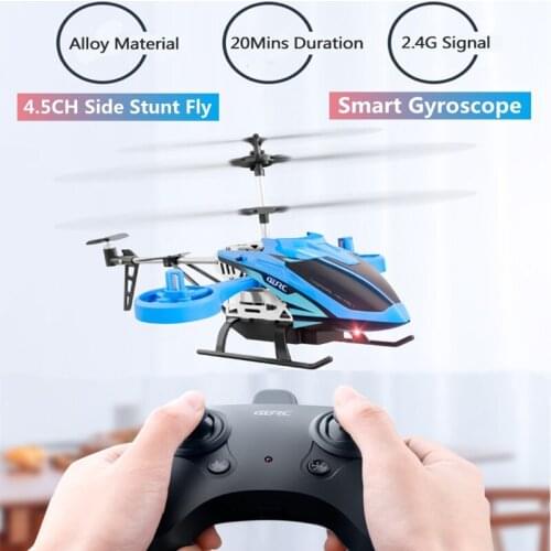 Silde Stunt Filght RC Heilcopter 4.5CH 20Min Alloy Body 100M Intelligent Gyroscope Speed Switch Cool Lighting Remote Control Toy