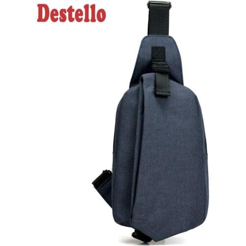 SimpleHigh quality Korean version of casual anti-theft chest bag with earphone hole men solid single shoulder strap chest packs