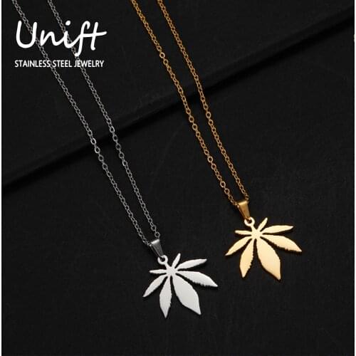 Unift Trendy Charm Maple Leaf Pendant Necklace For Women Girl Stainless Steel Choker Romantic Wedding Engagement Jewelry Gifts