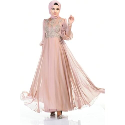 Minahill Beaded Embroidered Evening Dress Rose Dried 6166-05