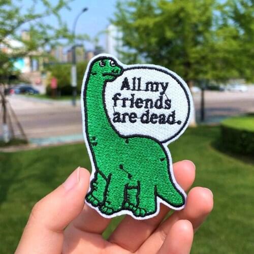 Prajna Embroidered Patches For Clothing Iron on Patch Cartoon Black Cat Applique Stripe Dinosaur Cute Parches Garment Accessory