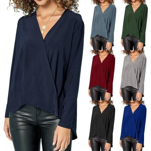 S-2XL women chiffon shirt v neck long sleeve women tops autumn spring casual leisure tops shirt