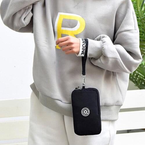 Women Coin Purse Clutch Bag Wallets Three-layer Fashion Nylon Waterproof Mobile Phone Bags Large Capacity Ladies Fabric Wallet