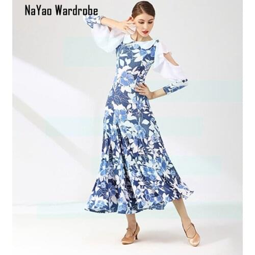 2021 New 2108 Arm Hole Sleeve Floral Design Female Latin Dance Dress Women Latin Dancing Suit Practice Clothes Belly dance Suit