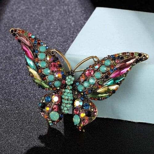 Zlxgirl new arrival Green opal Colorful butterfly brooch jewelry best vintage Christmas gifts womens wedding Scarf pins