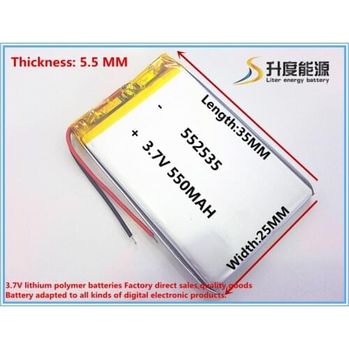 1pieces/lot)Polymer lithium ion battery 3.7V,550MAH 552535 CE FCC ROHS MSDS quality certification