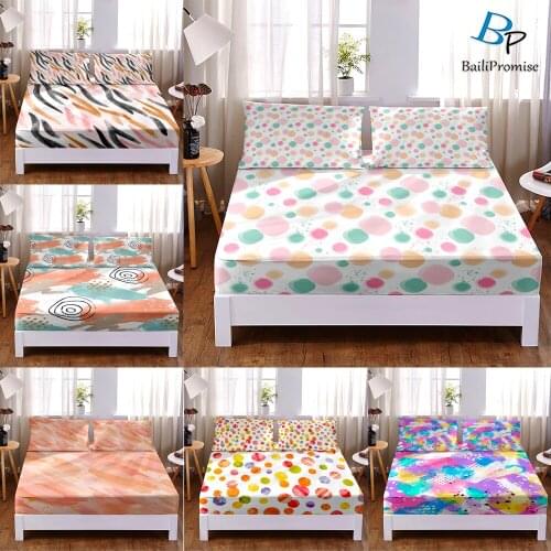 1pc Custom 3D Print Colorful Clouds Dots Pattern Fitted Sheet Queen King Size Elastic Band Bed Sheet Home Bedroom Decor Girls
