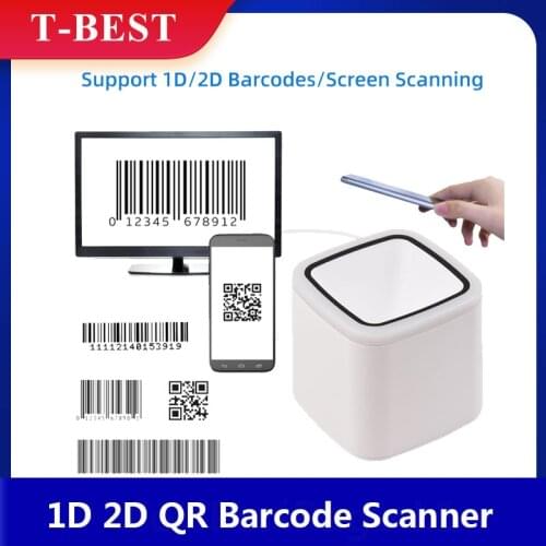 1D 2D QR Barcode Scanner Platform Hands-free USB Wired Bar Code Reader CMOS Image Sensor Desktop Scanner Large Scanning Window