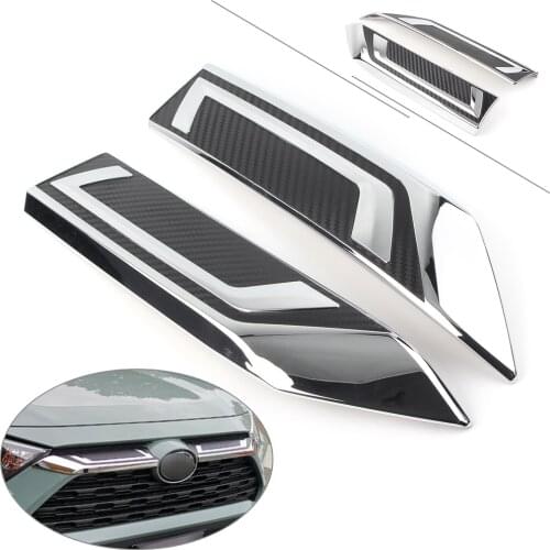 2Pcs ABS Car Front Center Mesh Grille Radiator Decor Cover Trim For Toyota RAV4 2019 2012 RAV 4 19 20