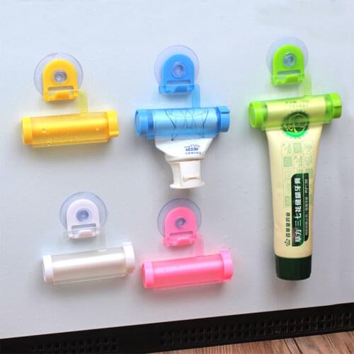 2Pcs Plastic Rolling Tube Squeezer Toothpaste Dispenser Sucker Holder Tube Hanging Holder Bathroom Toothpaste Squeezing Tool
