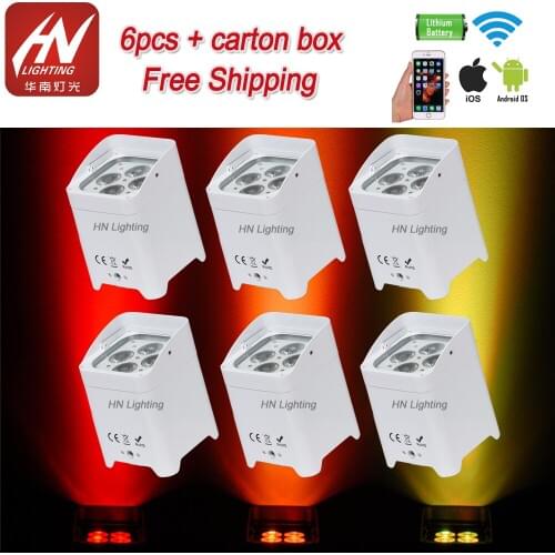 6pcs Portable LED Uplight 6in1 RGBWAUV Battery Powered Wireless DMX LED Par 64 Light wedding lights