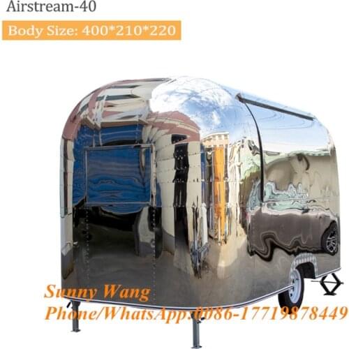 Airstream style stainless steel food cart, towable food trailer truck food caravan trailer