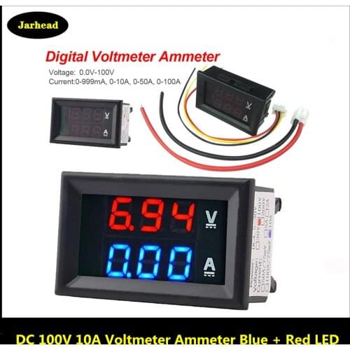 DC 100V 10A Mini Digital Voltmeter Ammeter Panel Amp Volt Voltage Current Meter Tester Detector 0.56" Dual LED Display Auto Car