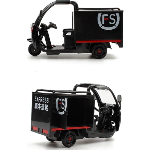 Express Tricycle Alloy Battery Diecast Model Car Sound and Light Simulation Childrens Toys Collection Art Ornaments for Fans