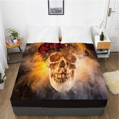 Elastic fitted sheet bed sheet With An Elastic Band 160x200/180/200/150x200 Mattress Cover Bed cover 1pc Skull Deadpool fire