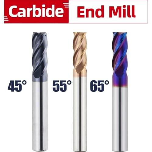HRSK HRC45 55 65cnc Carbide End Mills Tungsten Machine Milling Cutter Tools 2 4 Flute Metal Key Seat Face Router Bit 6 8 12mm