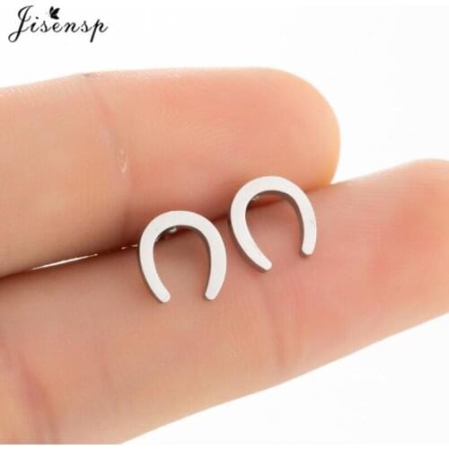 Jisensp Stainless Steel New Creative Horseshoe-shaped Stud Earrings Simple Small Exquisite Fashion Ear Jewelry Gift for Women