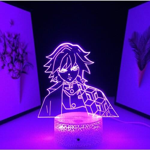 Kimetsu No Yaiba Tomioka Giyuu Anime LED Lamp for Gift Bedroom Decoration Night Light Manga Room Decor 3D Light Demon Slayer