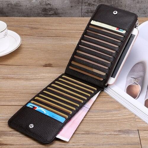 Leather Wallet ID Card Holder Business Phone Pocket Women Men Card Wallet Bifold Pocket Purse For Slim Credit Card Holder Bag