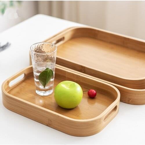 Round Bamboo Storage Tray Living Room Kitchen Fruit and Vegetable Snack Storage Box Bamboo Storage Fruit Tray