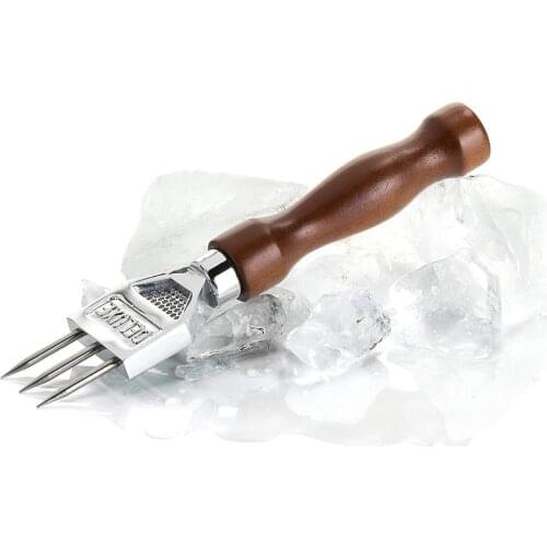 Ice Pick Stainless Steel Ice Chisel Removal Pick with Solid Wood Handle Sturdy Ice Chipper Crusher Bar Accessories Bar Tools