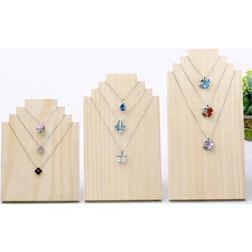 MagiDeal 2Pcs Wooden Necklace Display Stand Jewelry Shelf Rack Shoot Props Jewelry Tools