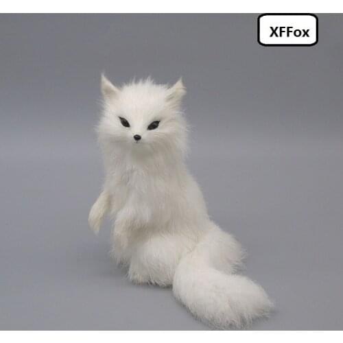 Cute real life squating fox model plastic&furs simulation white fox doll gift about 15x13x13cm xf1723