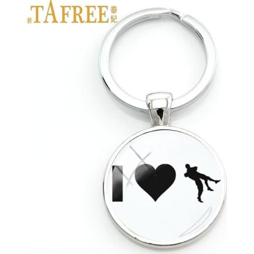 TAFREE Fashion I Love Wrestling keychain student Gift Vintage Style Glass round pendant key chain ring holder jewelry WR19