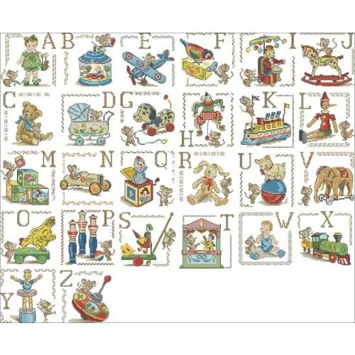 LBP toy letter ABC Cross Stitch Set Cross-stitch Kit Embroidery Needlework Craft Packages Cotton Fabric Floss