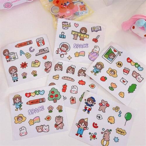 3Sheets/pack New Lovely Girls Daily Decorative Stickers Scrapbooking Stick Label Diary Stationery Album Bullet Journal Stickers