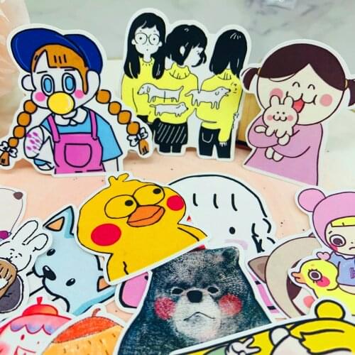 25 PCS Cute cartoon girl animal Scrapbooking stickers book Student kids toys Notebook label Decorative sticker paper Stationery