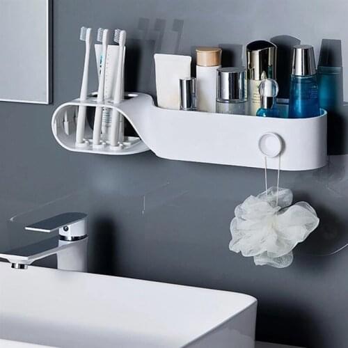 2Pcs Bathroom Shelves Wall Mount Organizer Toothbrush Toothpaste Holder Storage Rack For Bathroom Accessories