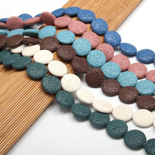 Natural Stone Multicolor Lava Volcanic Stone Beaded Oblate shape Loose Bead For jewelry making DIY necklace bracelet accessories