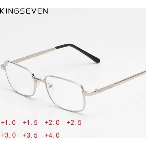 KINGSEVEN 2021 non-folding silver frame reading glasses old glasses +100 +200