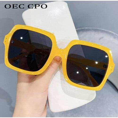 OEC CPO Oversized Square Sunglasses Women Brand Designer Big Frame Goggle Sun Glasses Ladies Retro Glasses Female Lentes De Sol