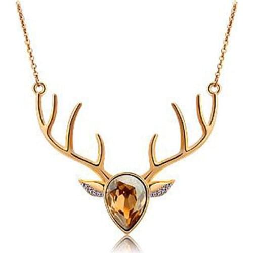 Wholesales Fashion Jewelry silver Plated Rhinestone Crystal Korea Deer Necklaces & Pendants for women