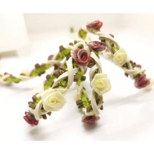 Braided Niva Rococo Trim with Faux Suede Leather|Braided Twine|Twisted Cord|Headband Trim|Vine Trim|Floral Decorative Ribbon