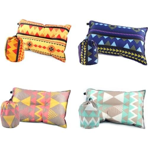 Portable Outdoor Automatic Inflatable Pillow Ethnic Print Design Comfortable Camping Bedding for Travel Outdoor Camping Tent Sl