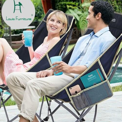Louis Fashion Portable Folding Chair Back Fishing Chair Leisure Beach Reclining Chair Lunch Break Chair Moon Chair