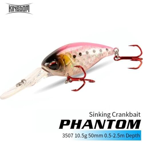 KINGDOM Sinking Crankbait Minnow Fishing Lure 50mm 10.5g Suspending Crankbait Trolling Saltwater Freshwater Wobbler Hard Baits