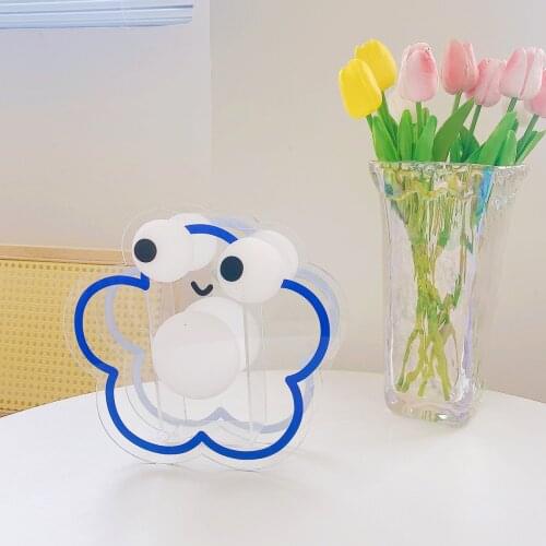 Creative Cute Bear Flower Transparent Pen Holder Ins Acrylic Desktop Organizer Cosmetic Make-up Brush Storage Office Stationery