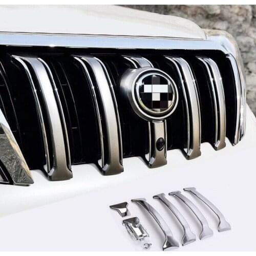 ABS Chrome For Toyota Prado FJ150 FJ 150 2014-2017 Front Camera Grille Grill Molding Around Camera Cover Trim Car Styling 7pcs