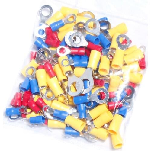 RV1.25/2/5.5 Ring Wire Terminal Cable Round Cold Crimp plug O-type Bare Crimping spring Eyes Barrel Electrical Open nose brass