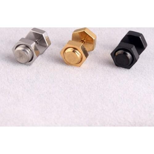 Fashion Men Women Punk Screw Gold Plated 316L Stainless Steel Dumbbell Hexagon Screw Bolt Stud Earrings Hip Hop Party Jewelry