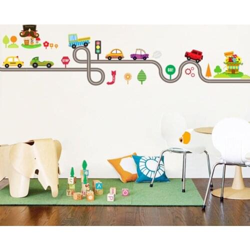 Transport Vehicles Cars Cartoon Cute Wall Stickers Removable Decals kid Nursery room Decor