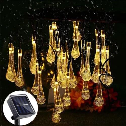 LED Solar Lamp Outdoor String Lights 30/20/10 LEDs Water Drops Decoration Garden Solar Light Lighting Holiday Christmas Decor