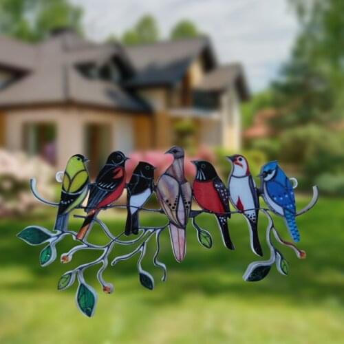 4/7pcs Metal Stained Glass Bird Window Hangings Stained Glass Window Hanger Bird Decor Room Accessories House Decor Gifts