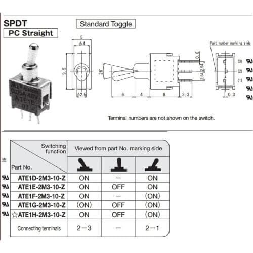 JAPAN FUJISOKU ATE1D-2M3-10 micro button switch 3 feet 3 pin 2 gear 0.05A shake the arm toggle switch gilded feet ATE1D-2M3-10-Z